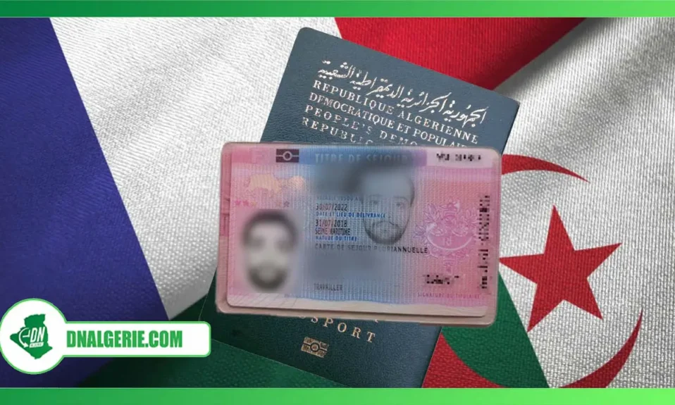 Montage : France, titre de séjour français, passeport algérien, Regroupement familial pour les algériens, Changement de statut étudiants algériens vers commerçant