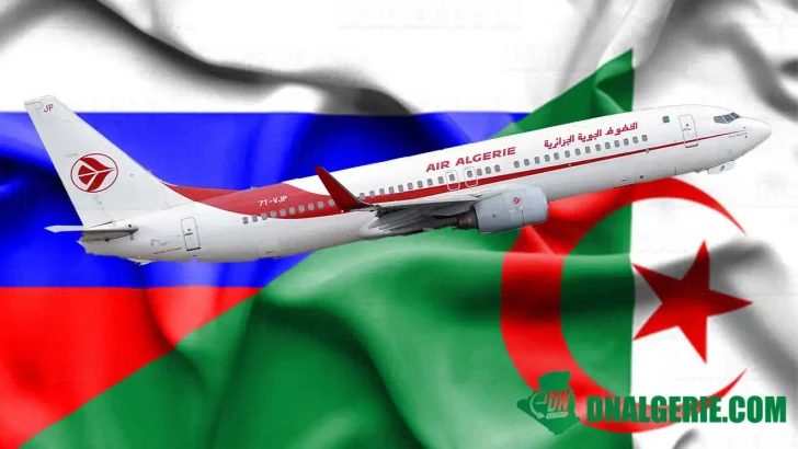 Montage : avion Algérie, drapeaux Algérie et Russie, étudiants algériens en Russie