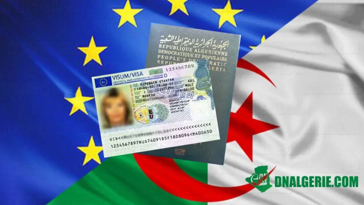 Montage : visas Schengen pour les algériens - drapeau Algérie UE