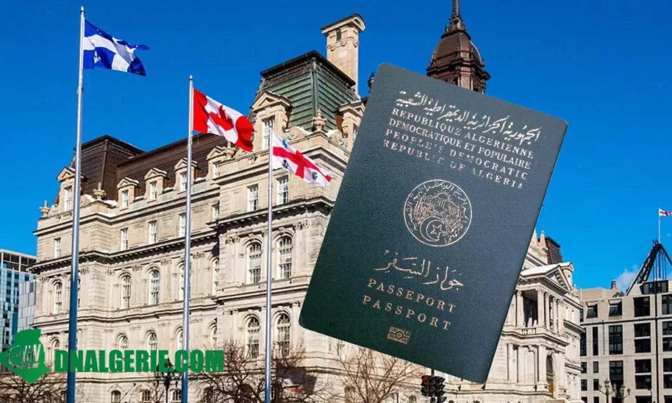 Montage : étudiants algériens au Canada, passeport algérien