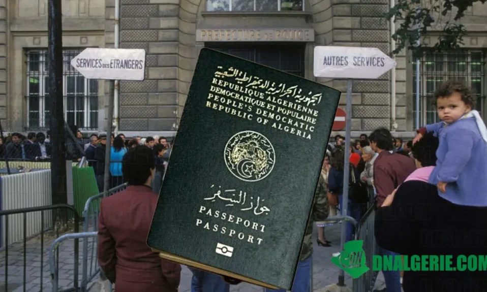 Montage : passeport algérien, Préfecture, accord franco algérien